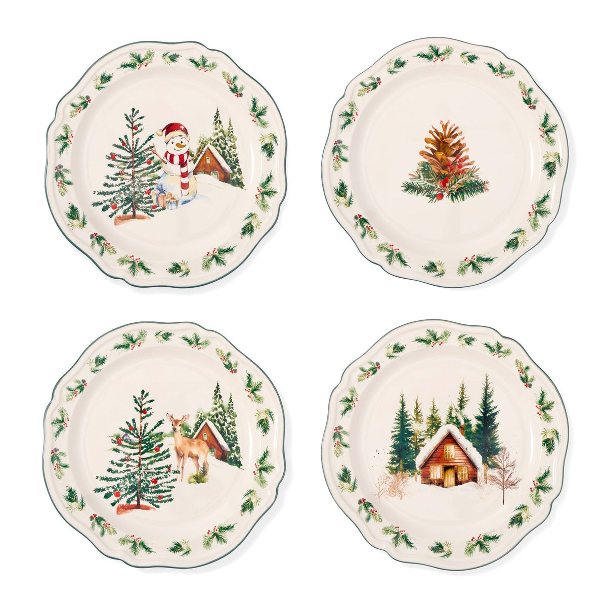 Core Home 15-cm Winter Berry Appetizer Plates, 4-pk