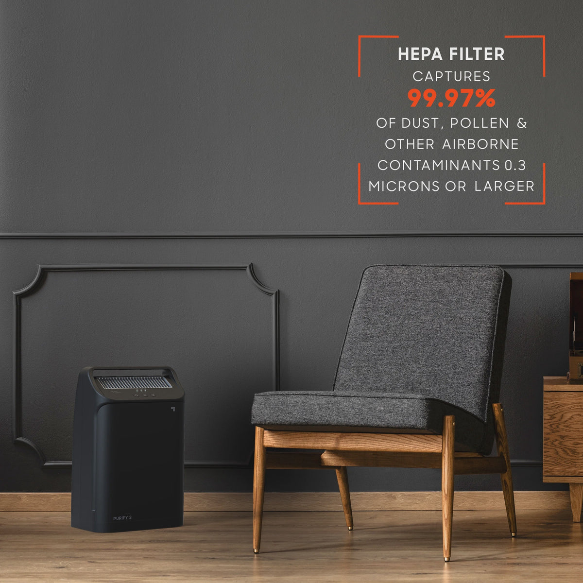 Sharper Image True HEPA Air Purifier, Covers up to 125 Sq. feet 3 Speed Settings, Black