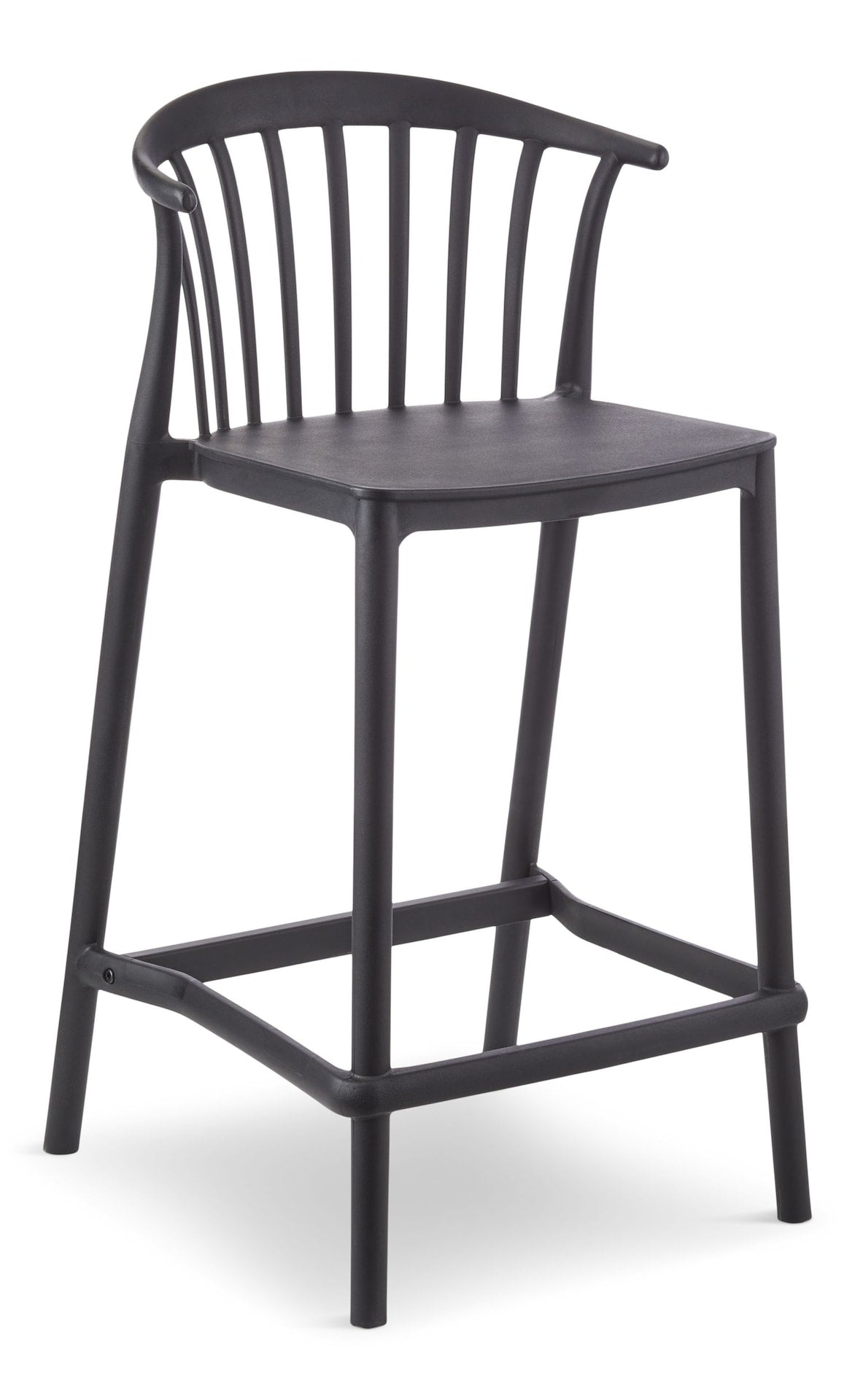 For Living Elevated Plastic Bar Stool with Footrest, Black
