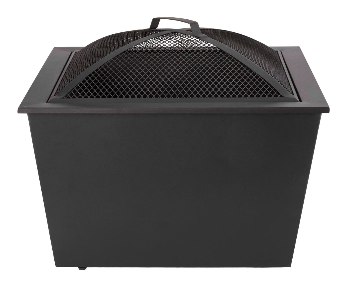 For Living Lyall Square Outdoor Wood Firepit, 20-in, Black