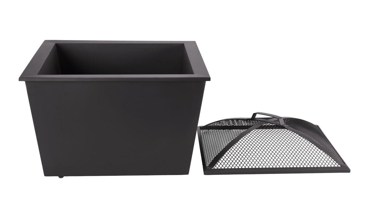For Living Lyall Square Outdoor Wood Firepit, 20-in, Black