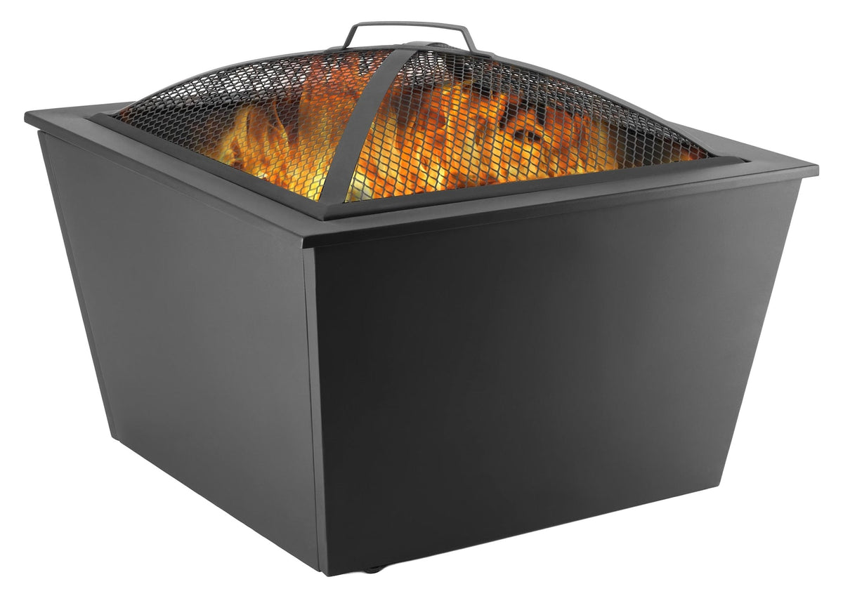 For Living Lyall Square Outdoor Wood Firepit, 20-in, Black