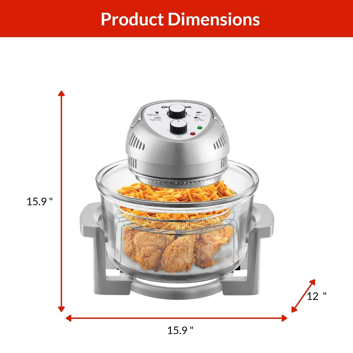 Granitestone Glass Air Fryer, Silver