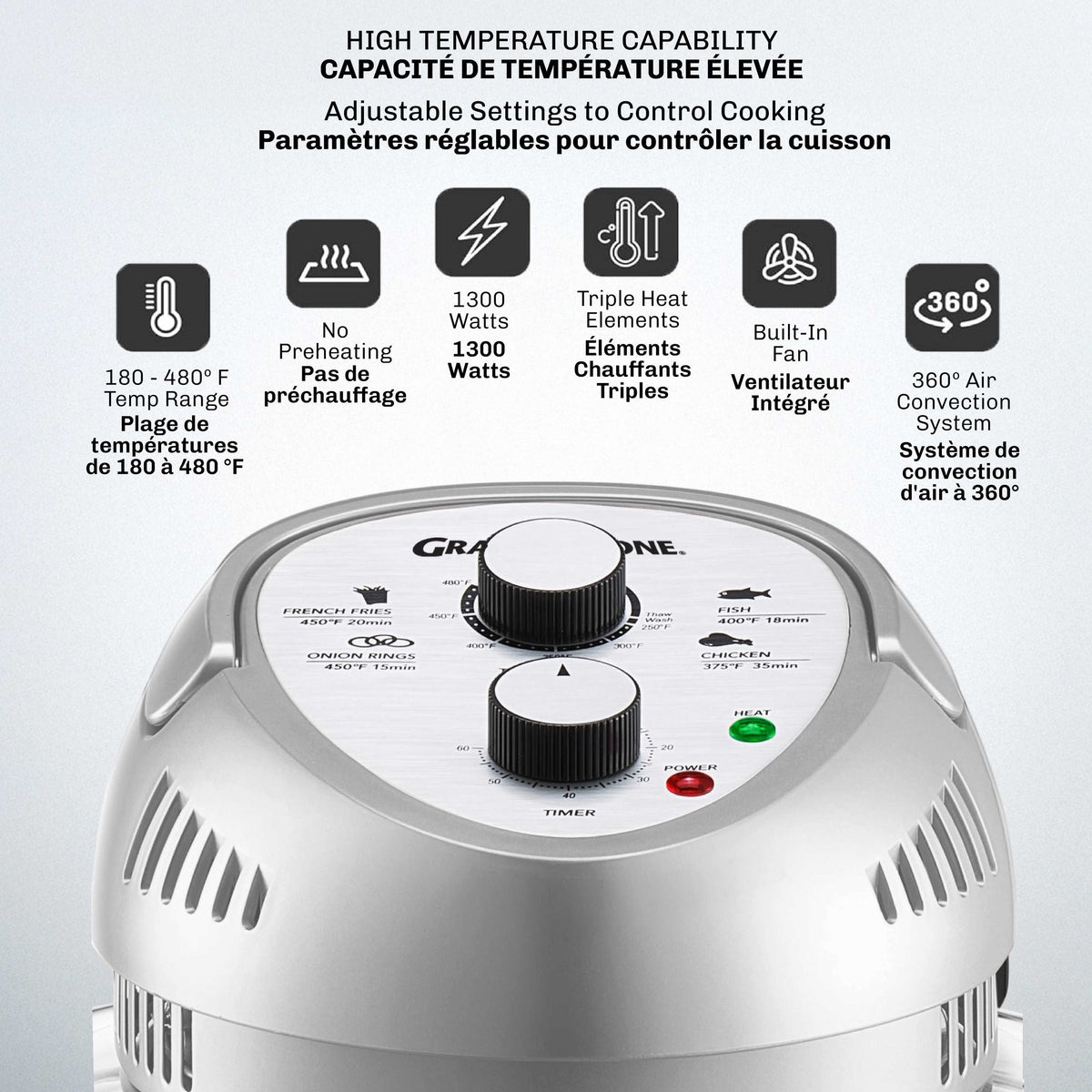 Granitestone Glass Air Fryer, Silver