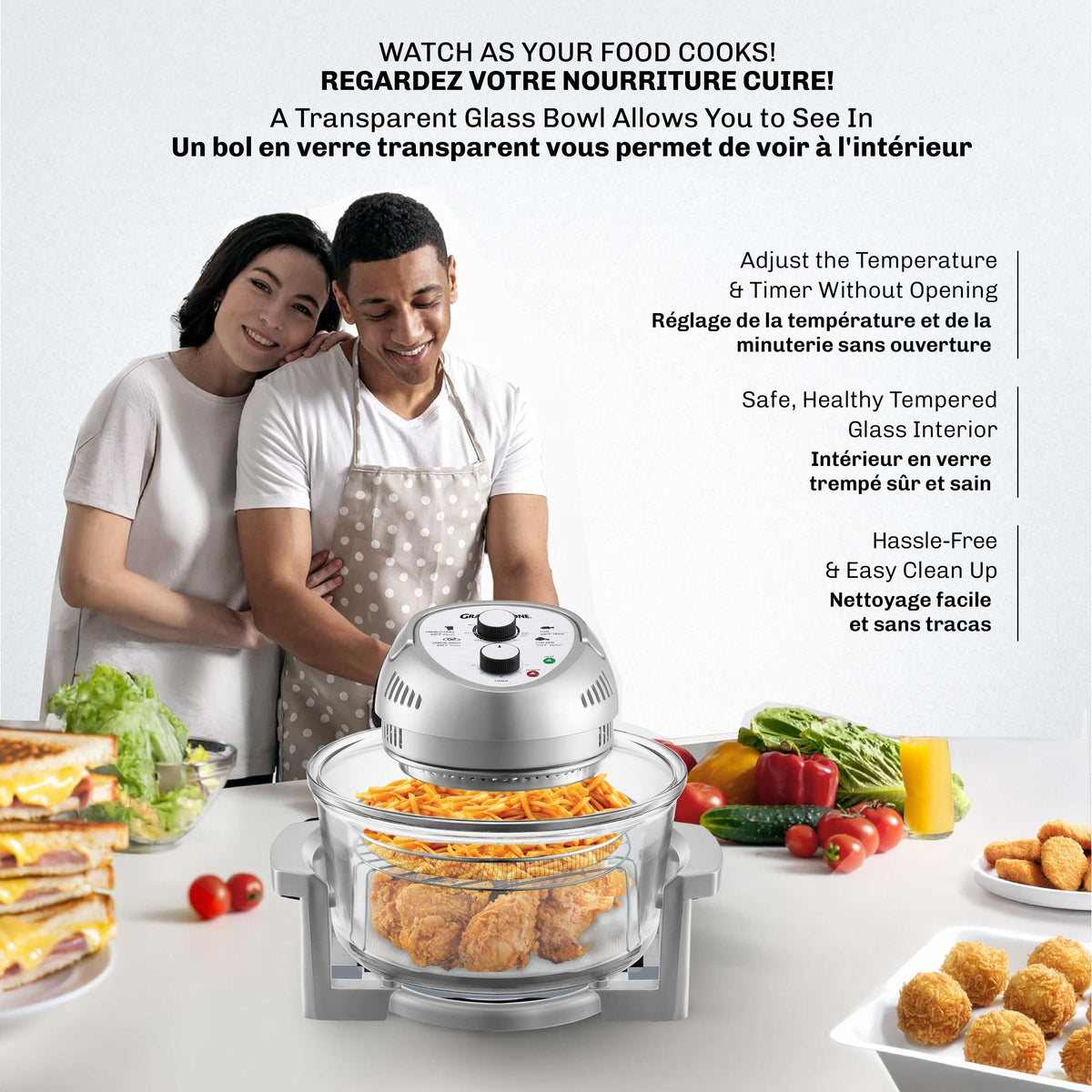 Granitestone Glass Air Fryer, Silver