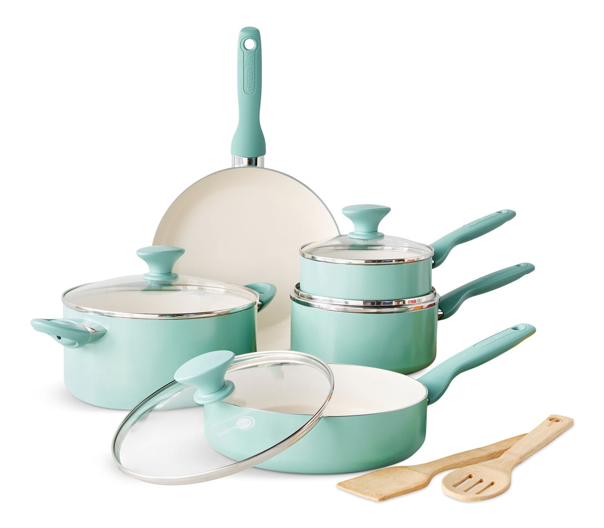 GreenPan Rio Ceramic Cookware Set, Dishwasher & Oven Safe, 11-pc