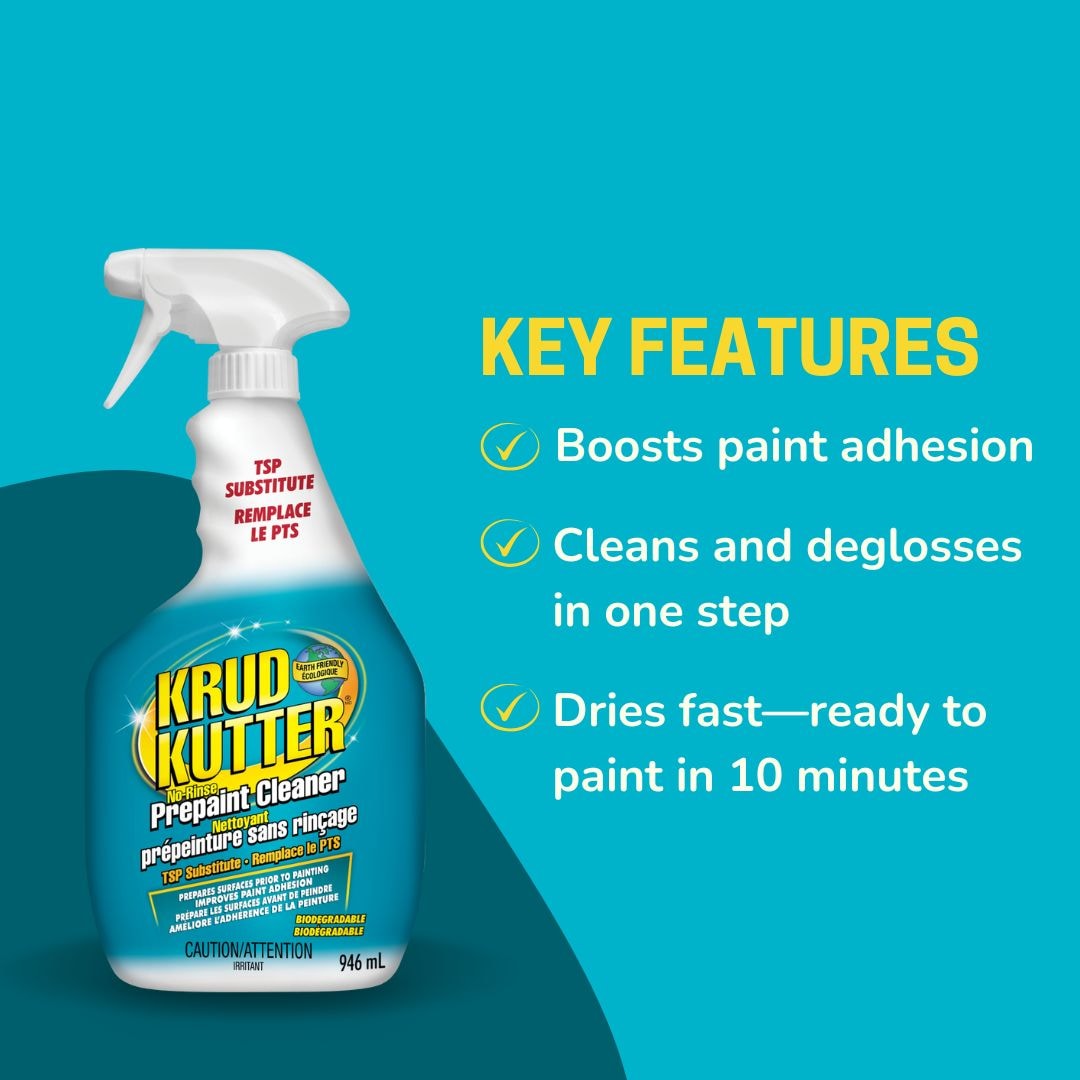 Krud Kutter Prepaint Cleaner, No-Rinse TSP Substitute, Cleans & Deglosses Surfaces 946-mL