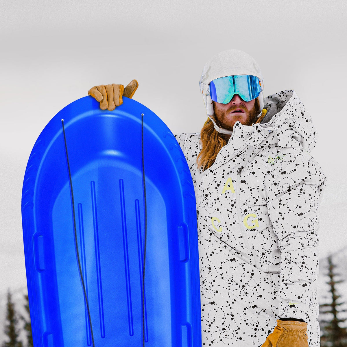 Manitou Kids' Large 3-Person Lightweight Plastic Winter Snow Sled/Toboggan