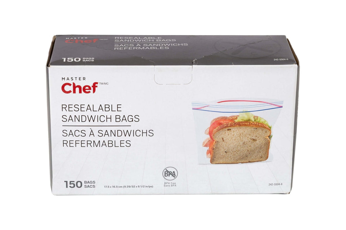 Master Chef Double Seal Sandwich Bag, 150-pk