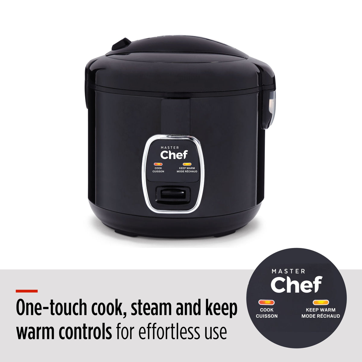 MASTER Chef One-Touch Non-Stick Rice Cooker & Steamer, Black, 20 Cups