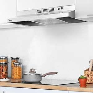 Midea Basic 200 CFM Under the Cabinet Kitchen Exhaust Fan Range Hood, Stainless Steel, 30-in