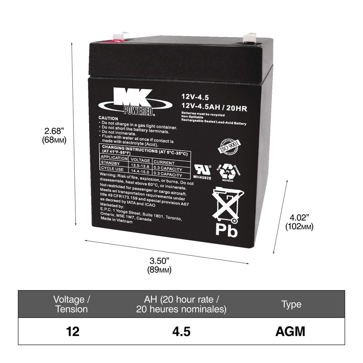 MOTOMASTER OEPLUS Group Size U1R Small Engine Battery, 350CCA