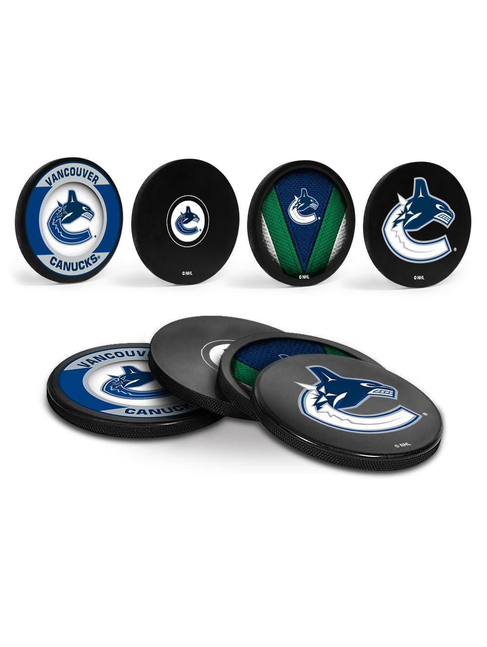 NHL Vancouver Canucks Hockey Puck Drink Coasters, 4-pk