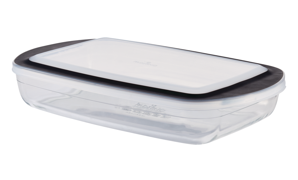 PADERNO Glass Rectangular Baking Dish with Lid, 3.8-qt
