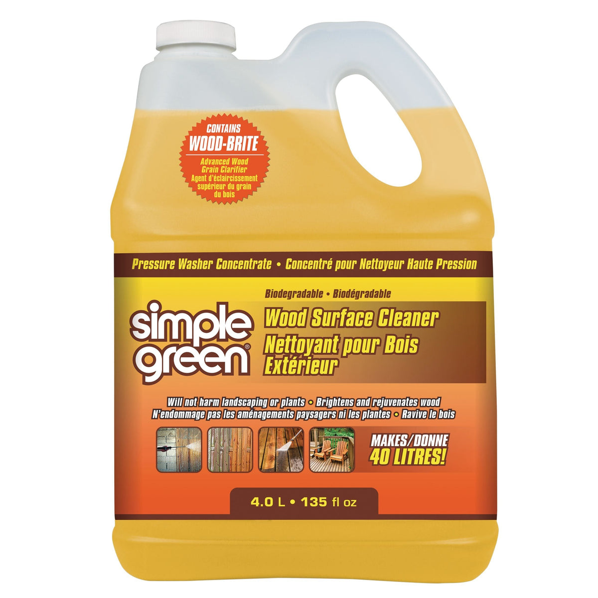 Simple Green Wood Surface Concentrate Pressure Washer Detergent, 4L