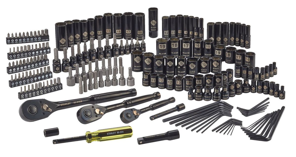 Stanley Professional Grade Black Chrome Socket Set, SAE/Metric, 197-pc