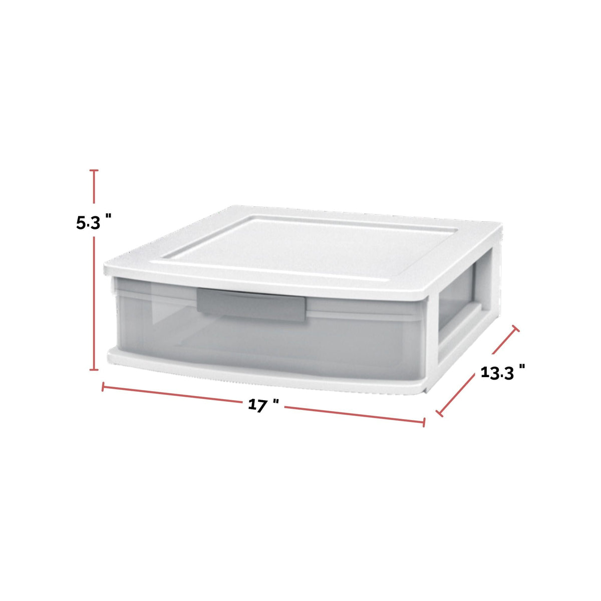 type A Element Clear White Frame Single Storage Drawer, 5-in