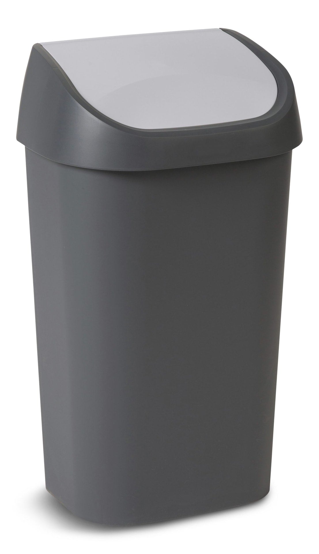 type A Plastic Rectangular Swing Lid Garbage Can, Black/Grey, 50-L
