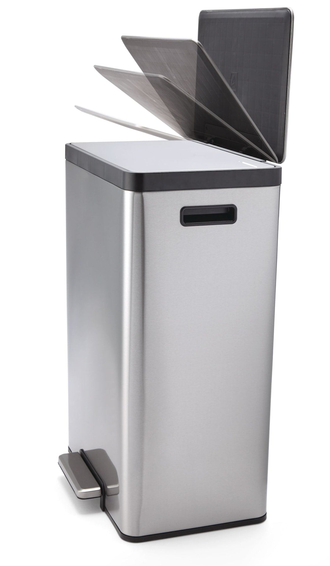 type A Stainless Steel Rectangular Dual Compartment Garbage Can, 2 x 20-L