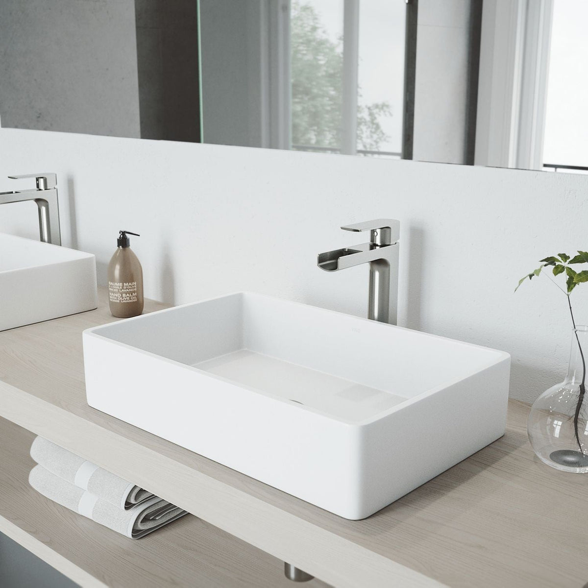 VIGO Amada 11-in Brushed Nickel Vessel Bathroom Faucet