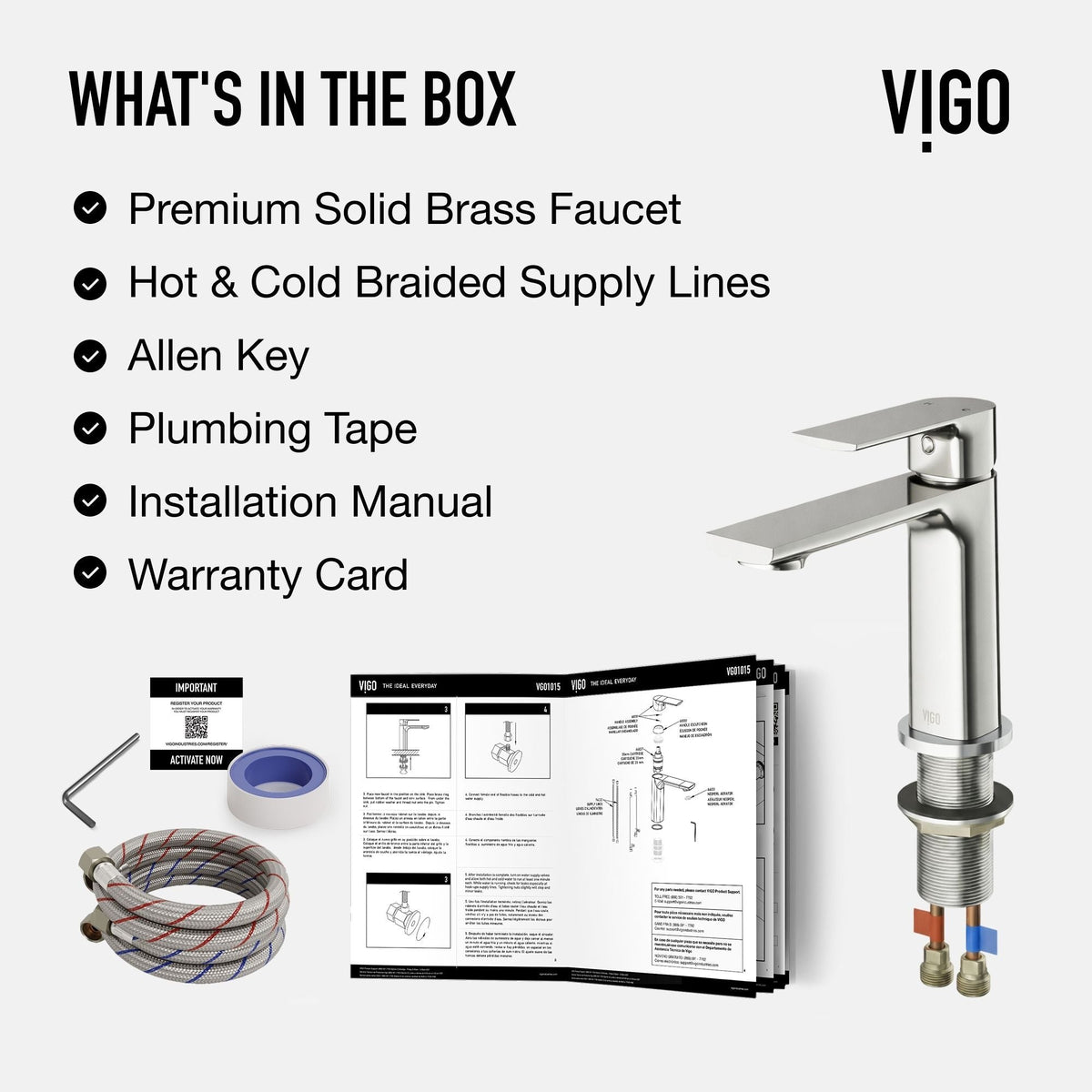 VIGO Davidson Single Handle Single Hole Bathroom Sink Faucet, WaterSense Certified, Brushed Nickel