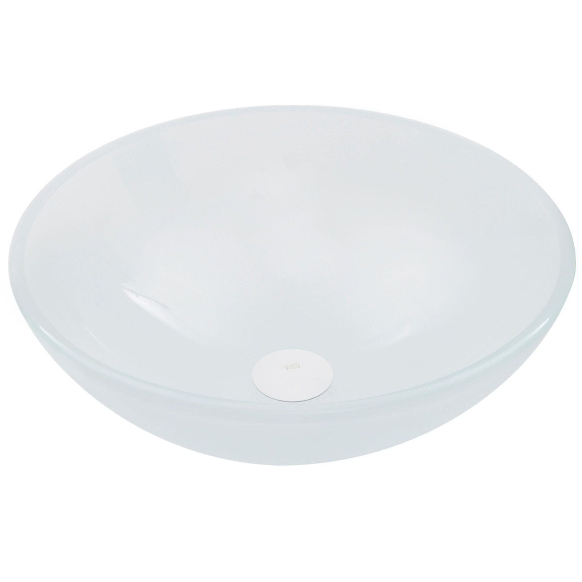 VIGO Glass Round Vessel Bathroom Sink/Basin with Rounded Edges & Deep Bowl, White