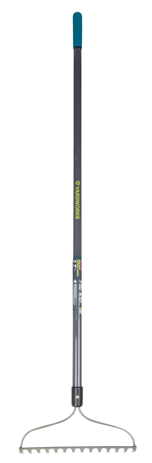 Yardworks Metal 14-Tine L-Shaped Bow Rake, 60-in, Fibreglass Shaft