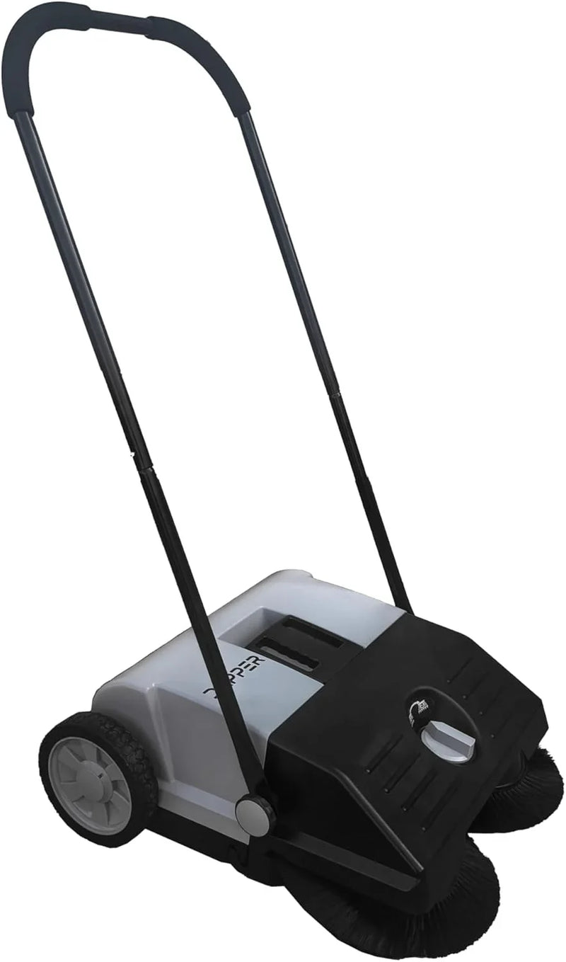 Walk-Behind Outdoor Hand Push Floor Sweeper - 5.25 Gallon Capacity - 25.5" Sweeping Width - Sweeps up to 27,900 ft² / Hour, Grey M3