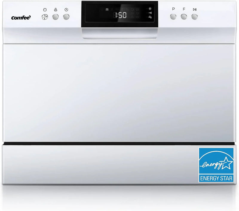 Countertop Dishwasher, Energy Star Portable Dishwasher, 6 Place Settings & 8 Washing Programs, Speed, Baby-Care, ECO& Glass, Dish Washer for Dorm, RV& Apartment, Black G1