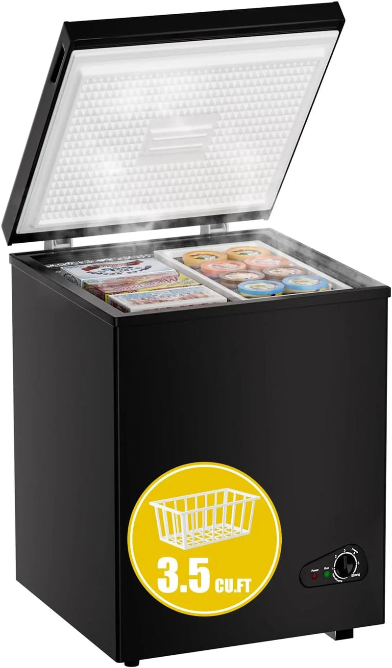 7.0 Cu Ft Chest Freezer - Energy Efficient & Quiet Mini Freezer with Adjustable Thermostat - Compact Deep Freezer for Home, Apartment, and Garage - Removable Basket & Defrost Drain O8