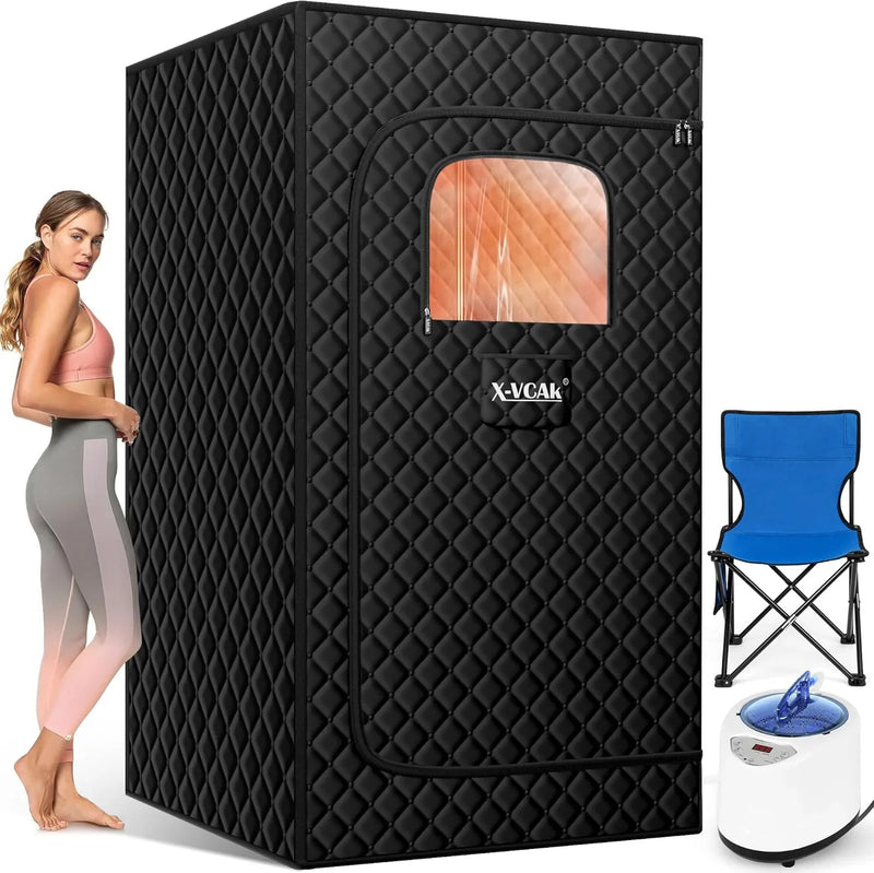 Upgraded Sauna Box for Relaxation, Detoxification, Portable Steam Sauna for Home with Steamer, 9 Levels, 2.6’ x 2.6’ x 5.9’ X2