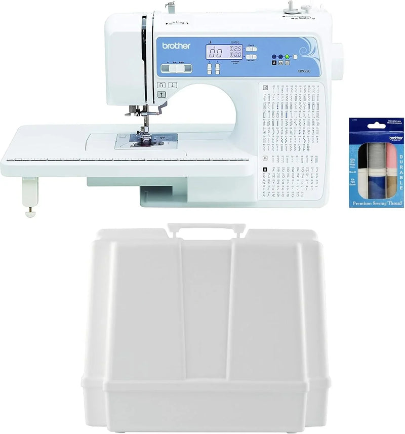 Brother Sewing and Quilting Machine, Computerized, 165 Built-in Stitches, LCD Display, Wide Table, 8 Included Presser Feet, White, 20x12x17 J4