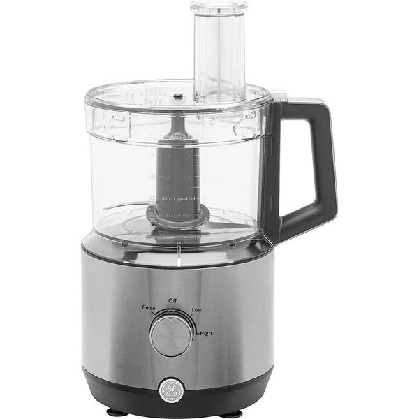 GE 550-Watt 12-Cup Food Processor with Accessories and Stainless Steel Blades, Stainless Steel F2