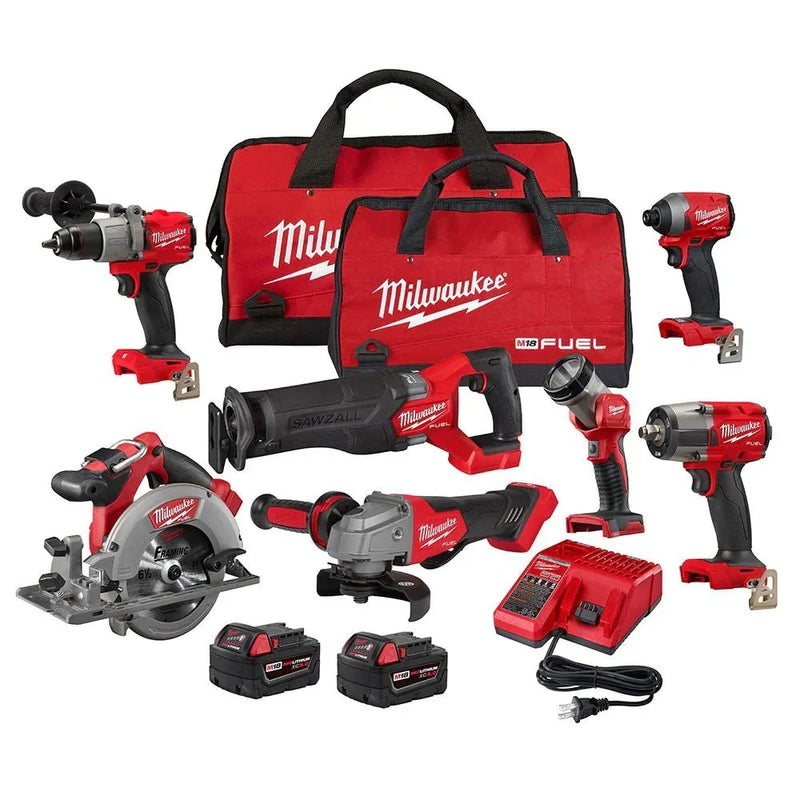 18V M18 Lithium-Ion Brushless Cordless 7-Tool Combo Kit 5.0 Ah P1