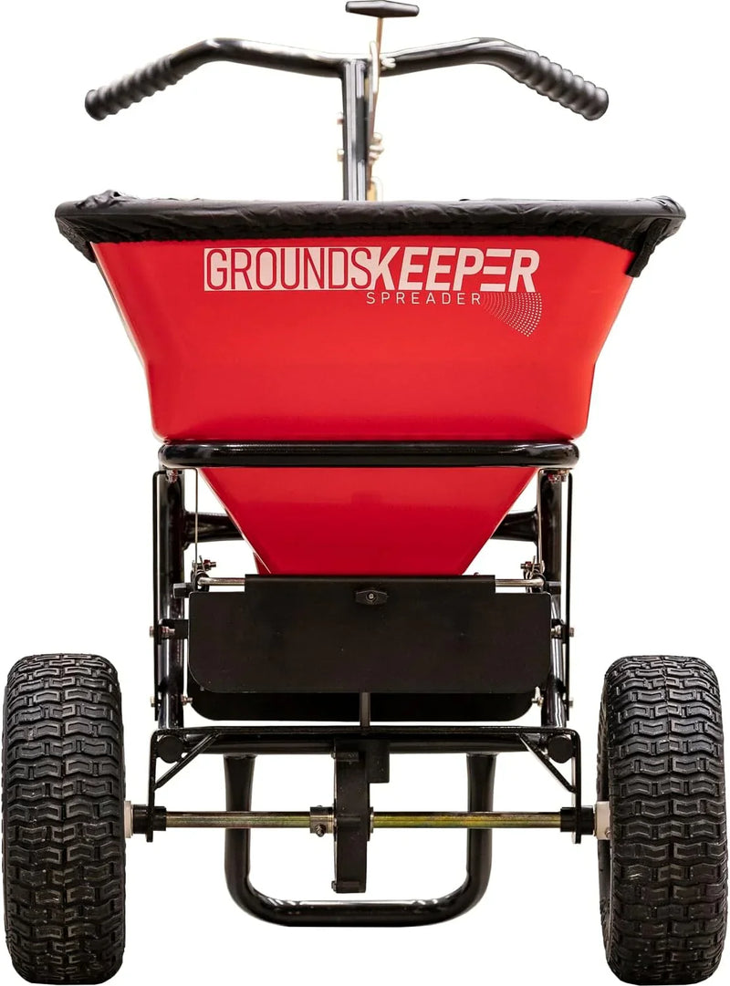 Buyers Products 3039632R Grounds Keeper Commercial Walk Behind Push Spreader, 100lb Capacity, For Salt, Ice & Snow Melt, Included Grate & Cover With Enclosed Gearbox for Protection I7