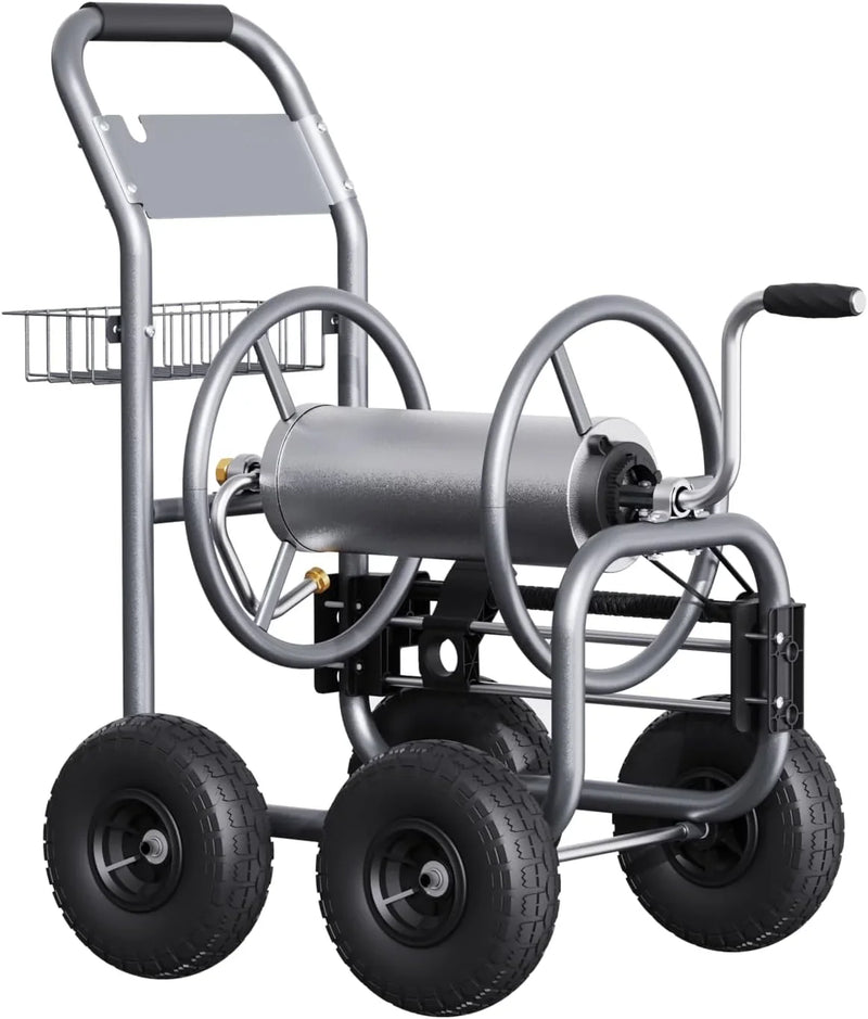 Tool pipe trailer, heavy-duty wheeled hose vehicle, suitable for outdoor industrial hose reels, length 250 feet, inner diameter 5/8 inches, hose guide device pre-installed. Y0