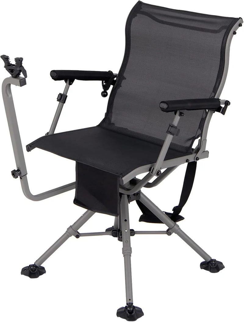 360° rotatable hunting seat, equipped with 4 extendable aluminum legs, adjustable gunstock, portable hunting shelter chair, equipped with carrying straps for outdoor activities. E1