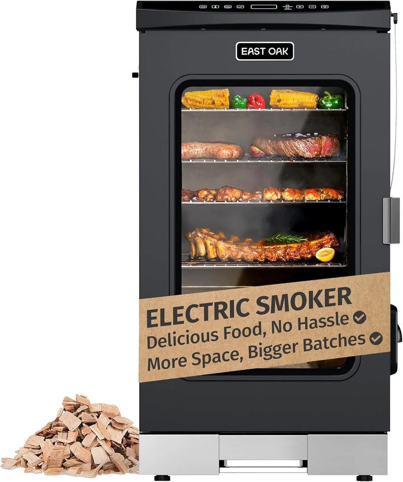 30" Electric Smoker, Outdoor Smoker with Glass Door & Meat Thermometer, 725 Sq Inch Large Capacity, 4 Detachable Racks for Backyard BBQ, Party, Outdoor Cooking Night Blue C5