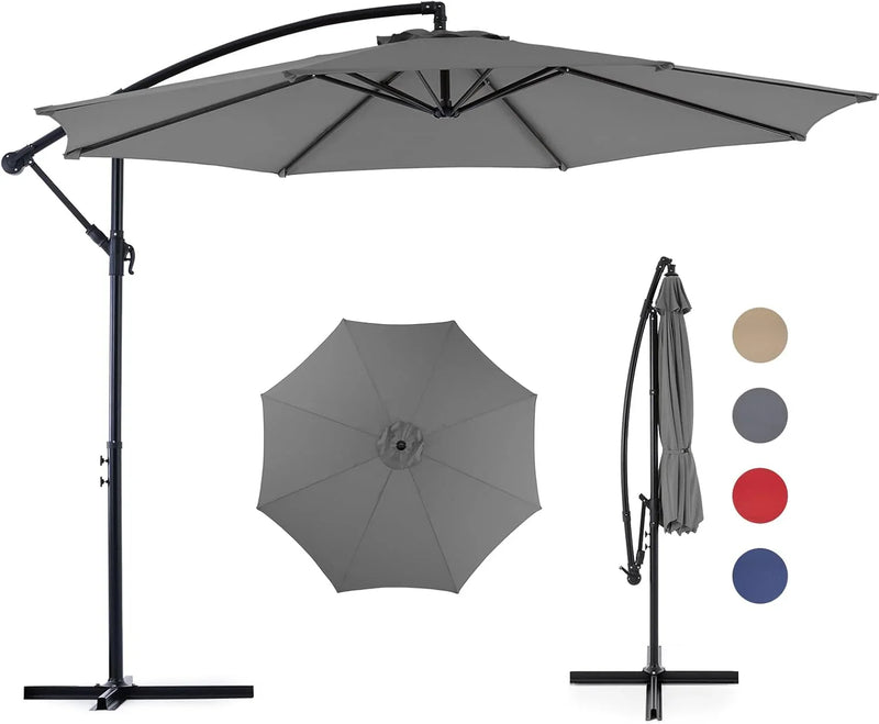 9.8FT Offset Patio Umbrella Hanging Cantilever Umbrella Outdoor Sun Shade with Easy Tilt Adjustment, 8 Ribs, UV Protection for Backyard, Lawn, Garden and Pool, Blue L5