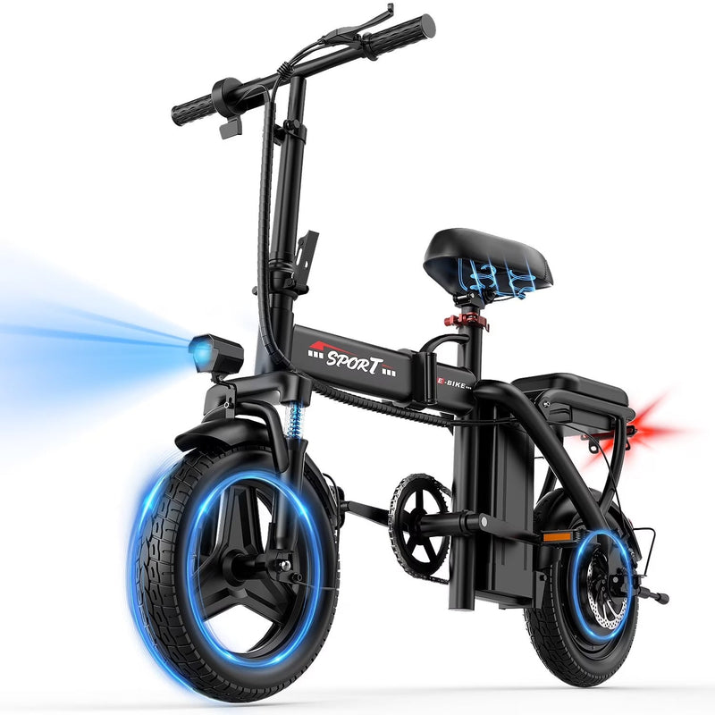 ASKGO Z6 14 in Electric Bike 1200W Motor, 48V/10AH E-Mountain Bike,Folding Electric Bicycle for Adult with Two Seats UL2849,Unisex,Pedal-Assist A1
