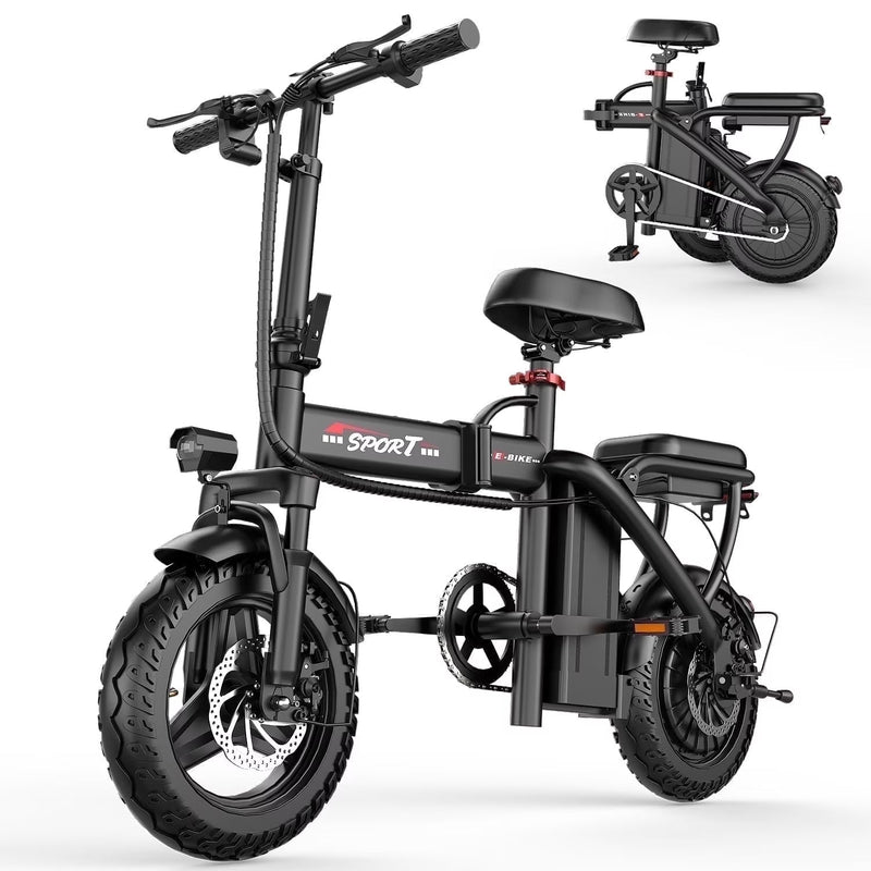 14 in Electric Bike with Dual Front Suspension 500W Folding Ebike, Up to 25Miles 20MPH, 48V Removable Lithium-Battery, 14 in Foldable Commuting... D4