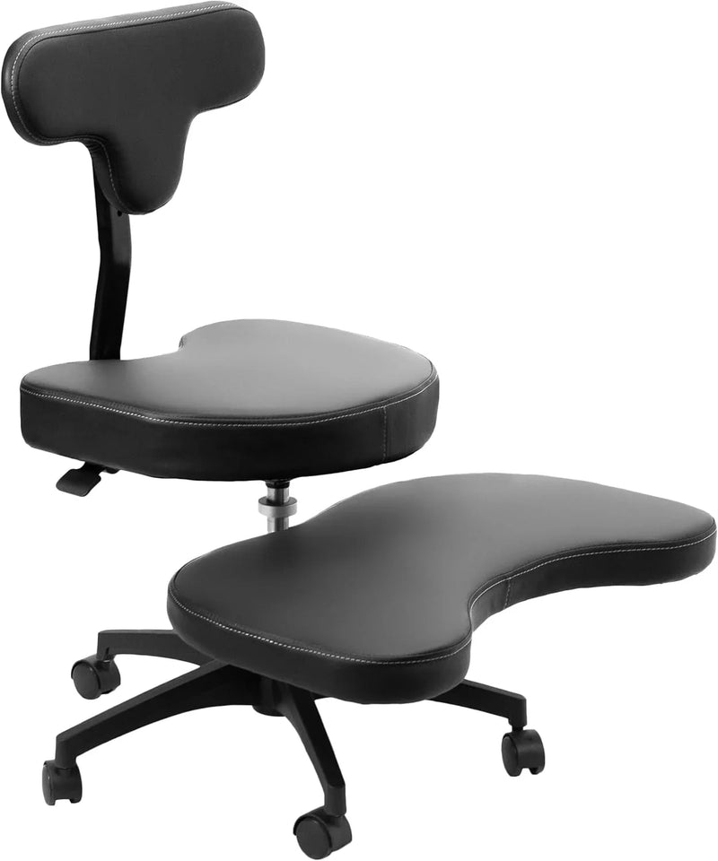 Cross-Legged Office Chair – Adjustable Height Floor Chair with Back Support for Yoga, Meditation, and ADHD (Black, CHAIR-CL02B-R) E3