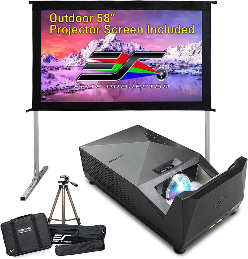 Projector ultra-short focal length portable outdoor family courtyard movie night projector, waterproof projector, 1080p resolution, 1500 lumens, supports Bluetooth and built-in battery, compatible with iOS TV platform A7