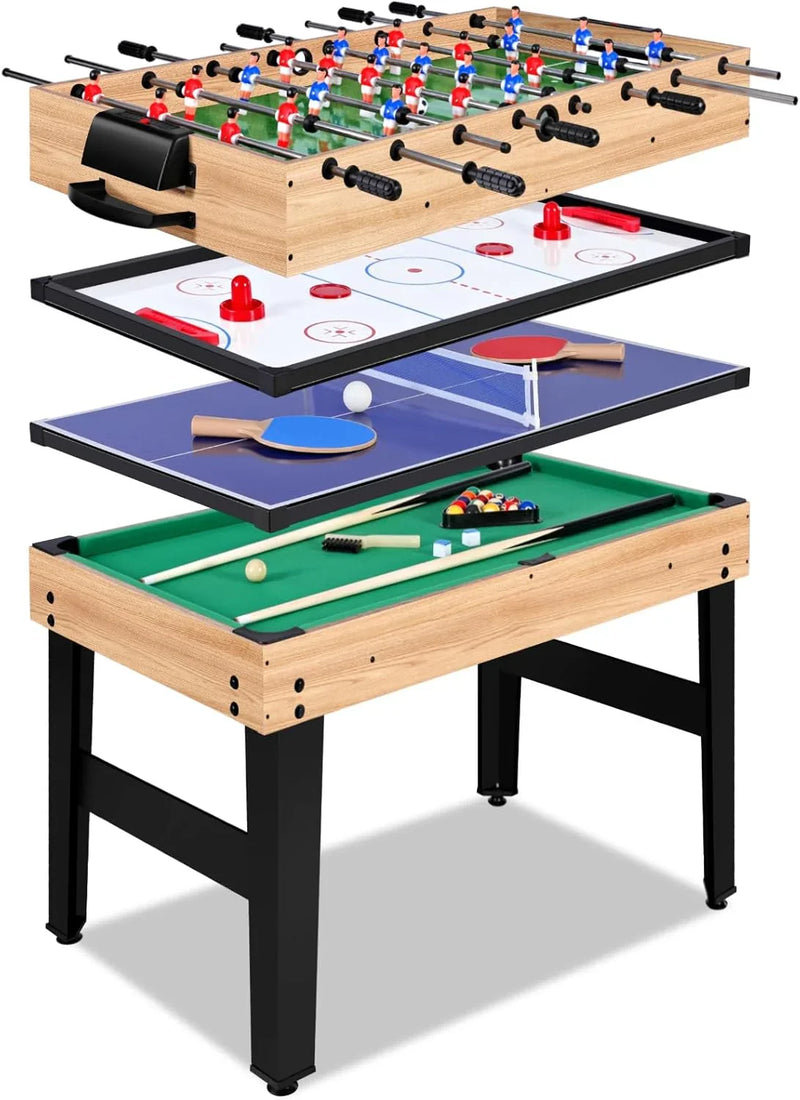12-in-1 Game Table - 48" Combo Game Table, Ping Pong Table, Foosball Table, Air Hockey Table, Pool Table - Sports Arcade Games with Accessories - Ideal for Game Rooms and Family Game Nights! H6