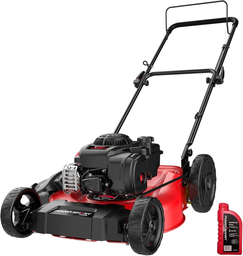 21" 2-in-1 Push Lawn Mower, 125cc Engine, Adjustable Cutting Height, Lightweight, Easy Assembly O8