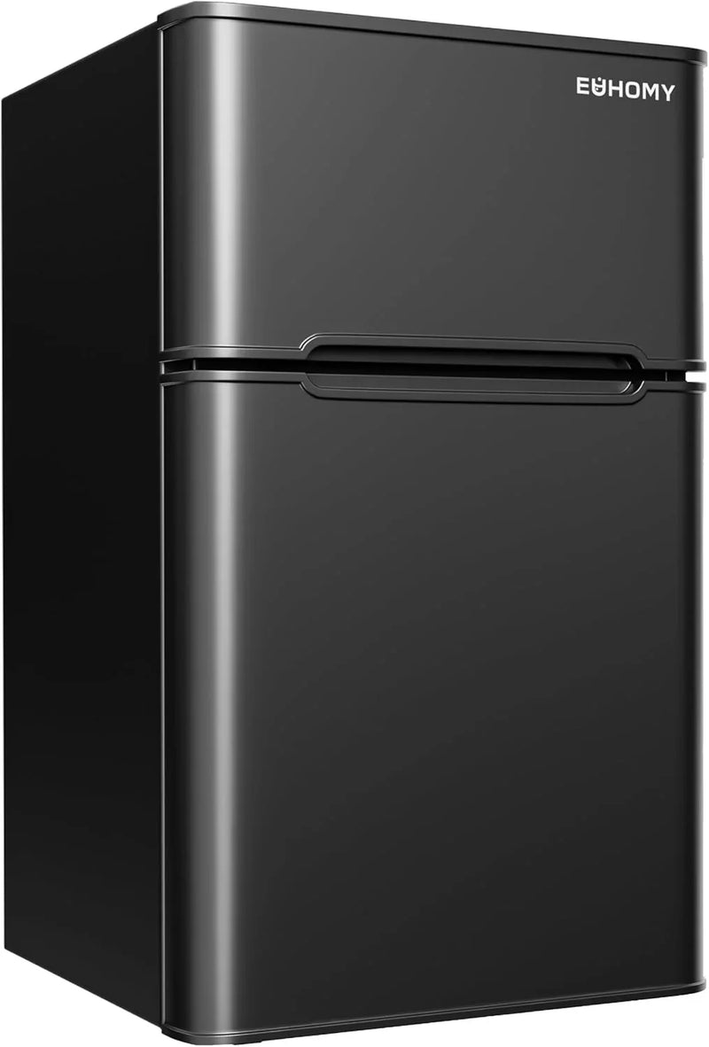 3.2 Cu.Ft Mini Fridge with Freezer – 2-Door Compact Refrigerator for Bedroom, Dorm, Office or Apartment, Silver A7