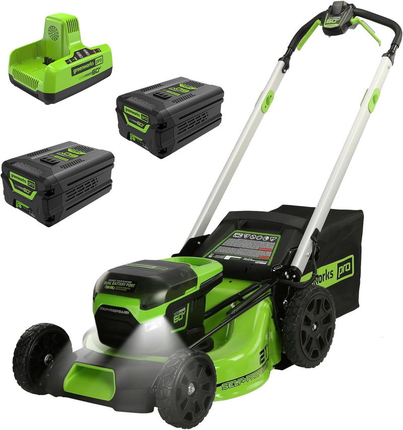 60V 21-inch self-propelled cordless lawn mower, brushless motor, LED lights, including 2 sets of 4.0 Ah batteries and a fast dual-port charger (compatible with 75 tools, running time 45 minutes) A1