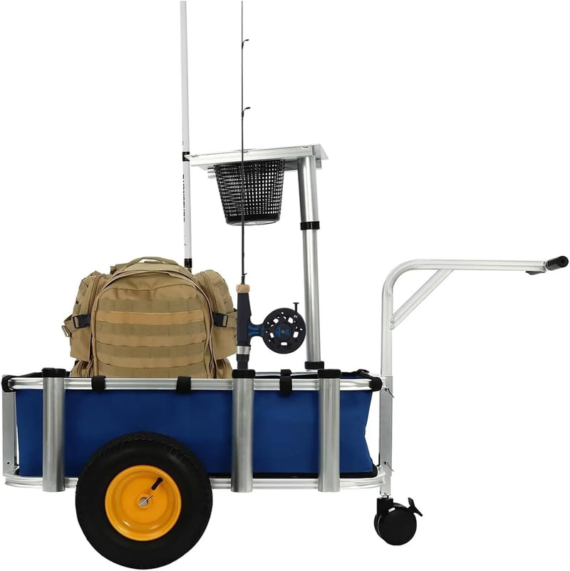 Fishing Cart, Pneumatic Tires, Beach Trailer with Large Cargo Basket, 176lbs Load Capacity, 35.4 * 15.7 * 9.8in Beach Cart Wagon，for Picnic M0