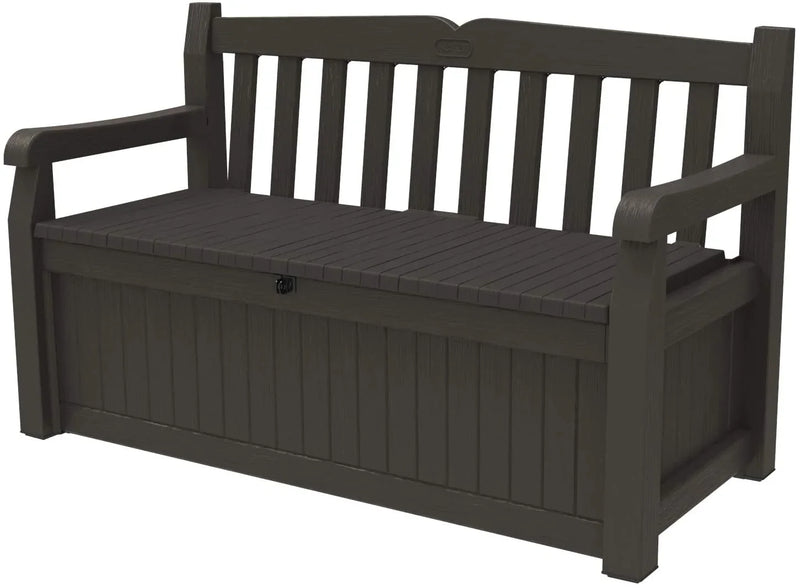 70 Gallon Storage Bench Deck Box for Patio Furniture, Front Porch Decor and Outdoor Seating -- Perfect to Store Garden Tools and Pool Toys, Brown T8