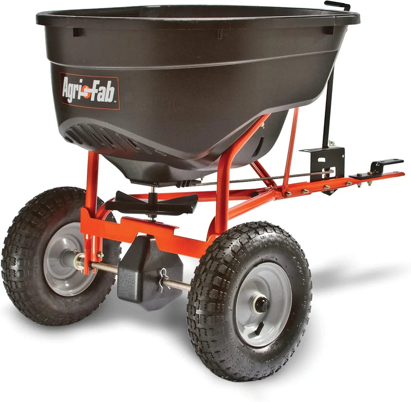 Tow-Behind Lawn & Garden Broadcast Spreader for Seed,Fertilizer,Salt,Ice Melt; Easy to use Flow Control from Seat of Riding Lawn Mower V1